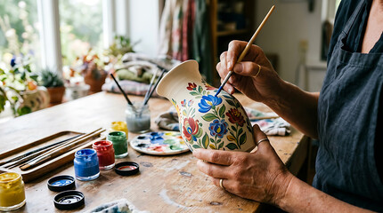 Hand-painted peonies on canvas
